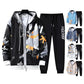 2 Pcs/Set Men Coat Pants Suit Hooded Letter Print Drawstring Loose Jogging Set Hip Hop Ankle-banded Men Sportwear Tracksuit