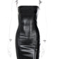 Hugcitar Pu Faux Leather Tube Mini Dress For Women Bodycon Sexy Streetwear Party Club Y2K Clothing Outfits Festival