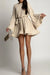 Spring Autumn Elegant Pleated Dress Women Fashion Solid Round Neck Flared Sleeve Lace-up Pleated Mini Dress Women