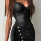 Women's Dress Solid Color Sexy Bra Sleeveless Button Zipper Dress 2024 Summer