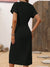 Women's Casual V Neck Short Sleeved Single-breasted Lace-up MIDI Dress Summer Solid Color Stylish Elegant Female Shirt Dresses