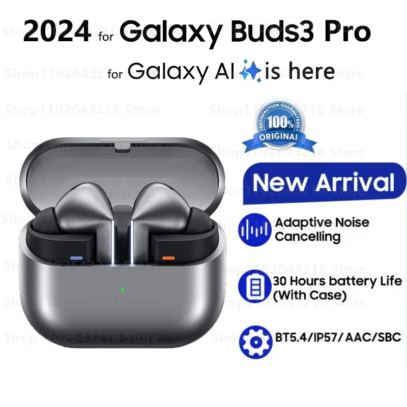 Для Galaxy Buds 3 Pro бездротова зарядка бездротові навушники з шумозаглушенням, внутрішньоканальні, з ефектом занурення, HIFI звук, гарнітура для Android та iOS