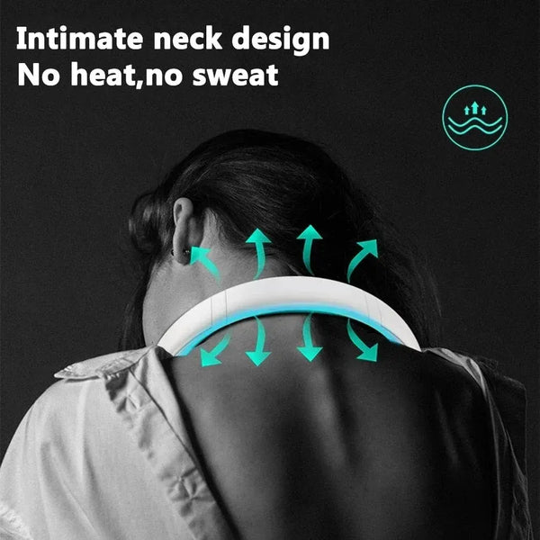 Portable Neck Fan, Mini Bladeless Hanging Neck Fan 1200mAh Rechargeable Air Cooler 3 Speed for Student Office Summer Sports Fans
