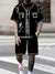 new Men Funny Scribble Sport T-shirt+shorts Suit Set American high luxury Tracksuit Outfit Summer Oversized 2 Piece Set Clothes