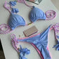 New Sexy Bikini Solid Color Lace-up Split Two-piece Swimsuit for Women