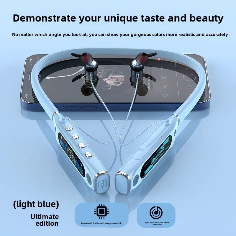 LCD-екран спортивна Bluetooth-гарнітура на шию прихований слот для TF-карти цифровий дисплей живлення довгий час роботи акумулятора гарнітура з великою ємністю акумулятора
