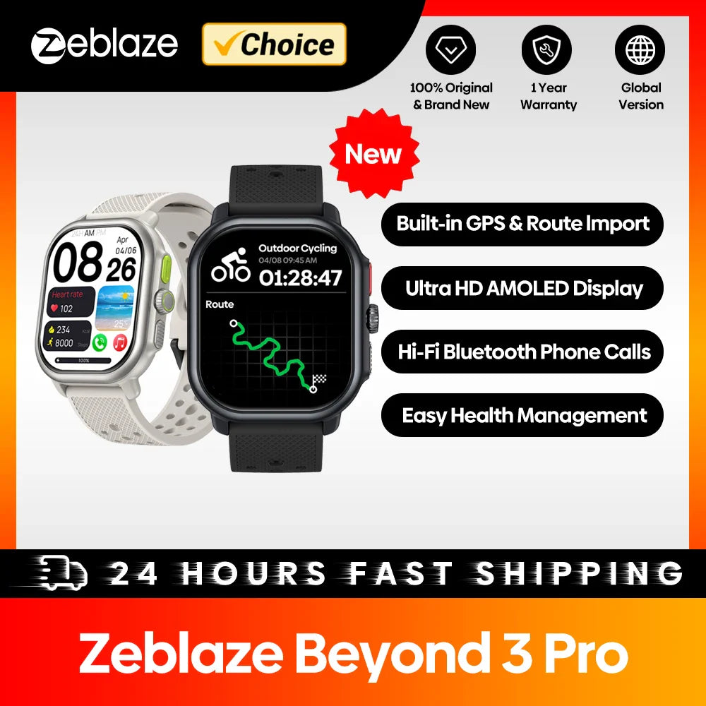 Новий Zeblaze Beyond 3 Pro GPS Смарт-годинник 2,15" AMOLED Дисплей Вбудований GPS та Імпорт Маршрутів Дзвінки Прийом/Виклик Смарт-годинник
