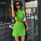 Cryptographic Fashion Elegant Knitted Dress Sets Sexy Pleated Matching Set Outfits for Women Winter Mini Skirts 2 Piece Sets