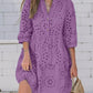ZANZEA Women Fashion Hollow Out Embroidered Short Dress Holiday Casual Loose 3/4 Sleeve Knee-length Vestidos Lace Patchwork Robe
