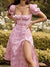 Summer Women Puff Sleeve Floral Printed Dress,Long Dresses,Woman Clothing,Dress Women,Women's Elegant Dresses,Sexy Costume Women