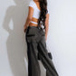 Wide Leg Jeans Cargo Pants Sexy Women High Waist Elegant Streetwear Denim Casual Straight Trousers