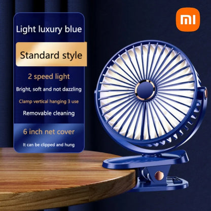 Настільний портативний вентилятор Xiaomi з кліпсою, 5 швидкостей, тихий, акумуляторний, бездротовий вентилятор з підсвіткою та LED-дисплеєм для кемпінгу