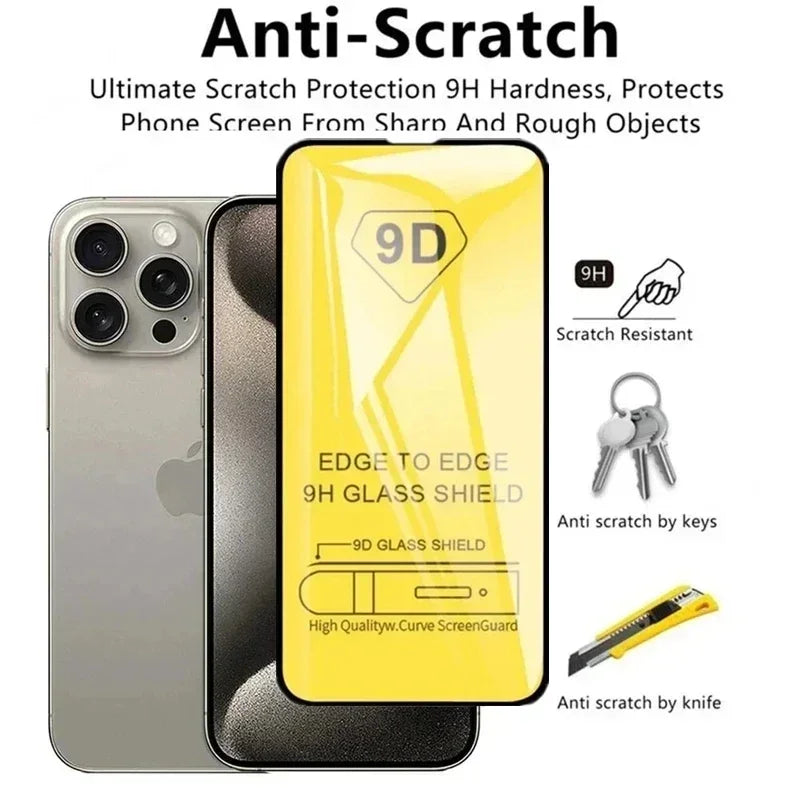 5 шт. 9D захисне скло для iPhone 13 11 12 15 14 Pro Max, захисна плівка для екрану iPhone 16 15 PRO XR XS MAX загартоване скло