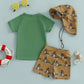 Toddler Baby Boys Rash Guard Swimsuit Set Shark/Duck Print Short Sleeve Round Neck Tops with Shorts and Swim Hat 3 Pcs Set