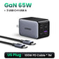 UGREEN 65W GaN зарядний пристрій 4 порти USB C швидка зарядка Quick Charge 3.0 PD 3.0 для Macbook Air, ноутбуків, планшетів, iPhone 16 15 14 Pro Max