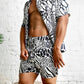 Beach Style Casual Two Piece Mens Outfits Set Summer Fashion Striped Short Sleeve Lapel Shirts and Shorts Suits for Men Clothing