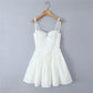 Summer dress 2025 Women Sexy White Lace Dressses Embroideryed Bodycon Mini Dress Korean Fashion Ruffle Dresss Lace Up Fish Bone