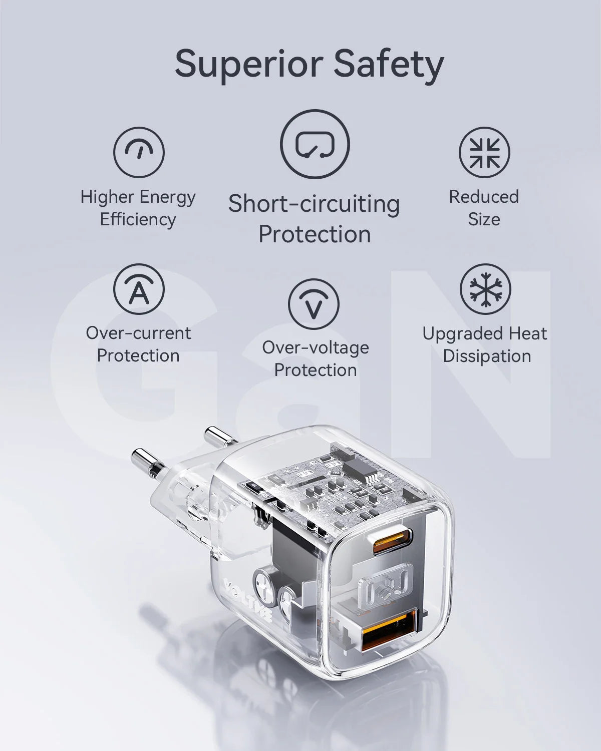 VOLTME USB C настінний зарядний блок 20W Power Delivery + QC3.0 USB A подвійний порт швидкої зарядки Type C для iPhone 15 14 13 12 Pro Max