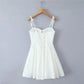 Summer dress 2025 Women Sexy White Lace Dressses Embroideryed Bodycon Mini Dress Korean Fashion Ruffle Dresss Lace Up Fish Bone
