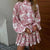 White Elegant Mini Shirt Dress Women Fashion Ruffles Lantern Sleeve Dresses For Women 2025 Vintage Print Lace Up Robe Femme