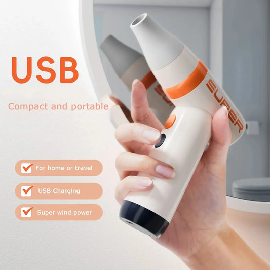 Бездротовий ручний вентилятор живлення Міні-фен USB-зарядка Портативний фен Побутовий прилад Для видування пилу На відкритому повітрі Надувний
