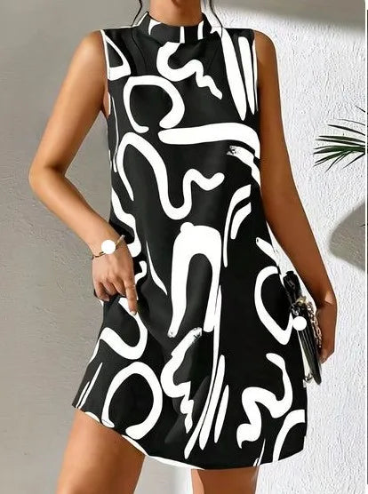 Sexy Sleeveless Woman Dress Office Lady Spring Summer Fashion Elegant Stripe Print O-neck Off Shoulder Dresses For Women 2024