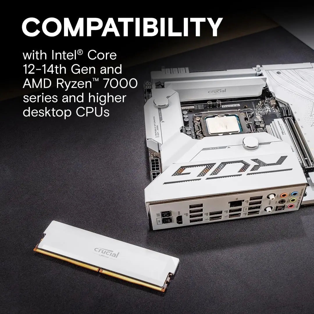 Crucial Pro DDR5 RAM 2x16GB 6000MHz, 6400MHz розгін оперативної пам’яті для настільних ігрових комп’ютерів, сумісна з Intel XMP 3.0 та AMD Expo