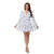 Spring  Autumn Women's New Dress Temperament Sweet Print V-neck Lantern Sleeve Lace High Waist Short Dress
