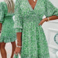 New Boho Print Floral Women Dress Summer Fashion V Neck Short Sleeve Office Elegnat Casual Dresses Female Sweet Beach Dress Robe