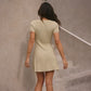 TARUXY 2025 Summer New Knitted Mini Dress Female Elegant V Neck Buttons Short Sleeve Dress High Elasticity Casual Women's Dress