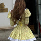 Clacive Summer Slim Print Women'S Dress 2023 Bodycon Doll Collar Short Sleeve Mini Dresses Elegant Lace Patchwork Female Dress
