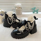 2024 Sweet Heart-Shaped Buckle Lolita Shoes Women Patent Leather Platform Mary Janes Woman Metal Decoration Chunky Heels Pumps