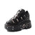 Fashion Women Punk Platform Shoes for Woman's Lace-Up Round Toe Metal Decoration Thin Heels Sneakers Gothic Party Nightclub Shoe