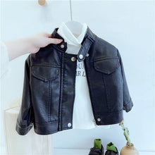 Spring Girls Pu Leather Jackets Autumn Kids Zipper Trends Short Coats Children Handsome Outerwear Baby Classics Clothes 2-8 Year