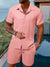 Spring and summer Europe and the United States new men's striped jacquard beach suit loose shorts shirt
