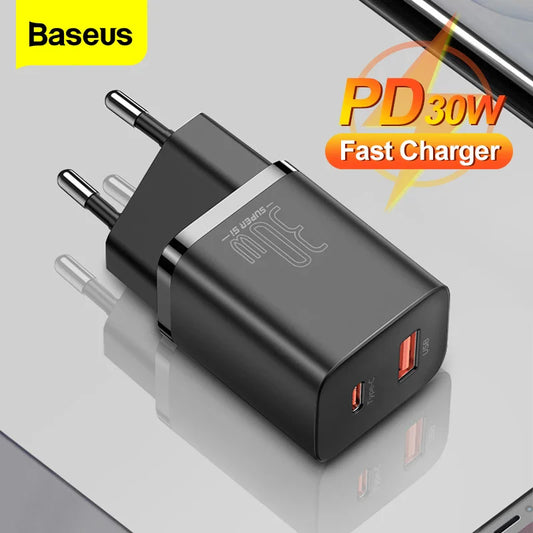 Адаптер зарядного пристрою Baseus Super Si 30W USB C для iPhone 14 13 12 Pro Max iPad Type C QC 3.0 PD швидка зарядка для Xiaomi Quick Charger