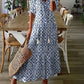 Spring Summer New 2024 Women's Casual Sweet Loose Sexy V-neck Drawstring Fashionable Printed Long Sleeved Dress
