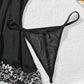 Contrast Black Sexy Lingerie Women Underwear Transparent Sleepwear Lace Nightdress And Thongs Pijamas Sets Female Sexy Nighty