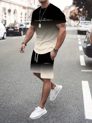 Hawaiian Coconut 3D Print Fashion Crew Neck Men's Suit Everyday Casual Short Sleeve And Shorts Harajuku Street Fashion Suit