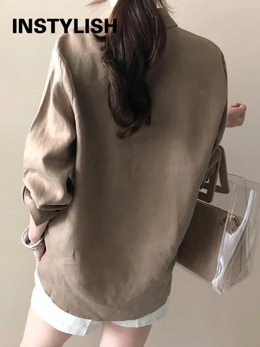 Casual Long Sleeve Cotton Linen Shirt Vintage Harajuku Loose Blouses or Tops for Woman Long Sleeve Elegant Basic Tunics 2022