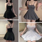 Sexy Women Pleated Micro MINI Dress Bandage Smooth Uniform Slip Mini Dress Night Club Outfits Allure Ruffled Dress Backless