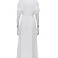 Clacive White Sexy Single-Breasted Women'S Dress 2022 Elegant Short Sleeve V-Neck Party Dresses Lady Casual Slim Midi Dress