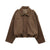 Fashion Brown Suede Bomber Jacket Women Elegant Zipper Lapel Long Sleeve Short Coats Female Vintage Street Chic Lady Outerwear