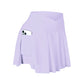 CHRLEISURE Womens Tennis Skirt with Pockets Crossover High Waisted Athletic Golf Skorts Running Workout Skirts 2 in 1