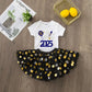 Hello 2025 Print  2 Piece Baby Girls Bodysuit Dress Set New Year Girl Short Sleeve Romper + Tutu Skirt Infant Dresses Set Outfit