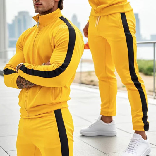 Casual Tracksuits Mens Autumn Fashion Side Striped Jackets And Pants Two Piece Sets For Men Sports Fitness Sweatsuits Streetwear