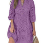 ZANZEA Women Fashion Hollow Out Embroidered Short Dress Holiday Casual Loose 3/4 Sleeve Knee-length Vestidos Lace Patchwork Robe
