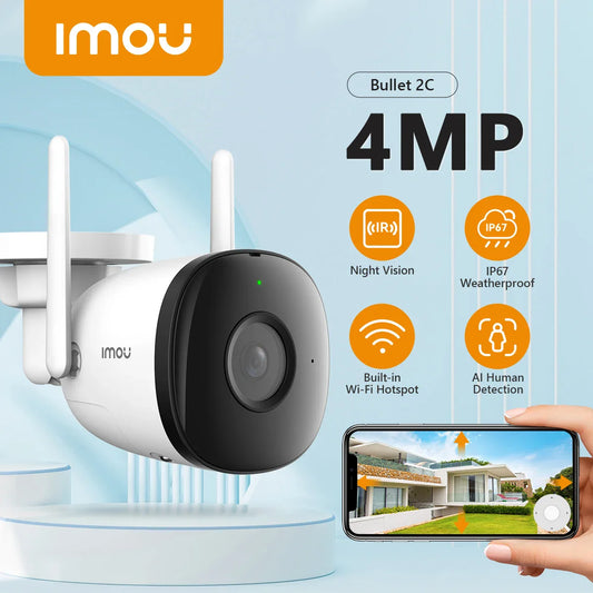 IMOU Wifi Outdoor Camera Bullet 2C 4MP 2MP Surveillance IP Camera Automatic Tracking Weatherproof AI Human Detection