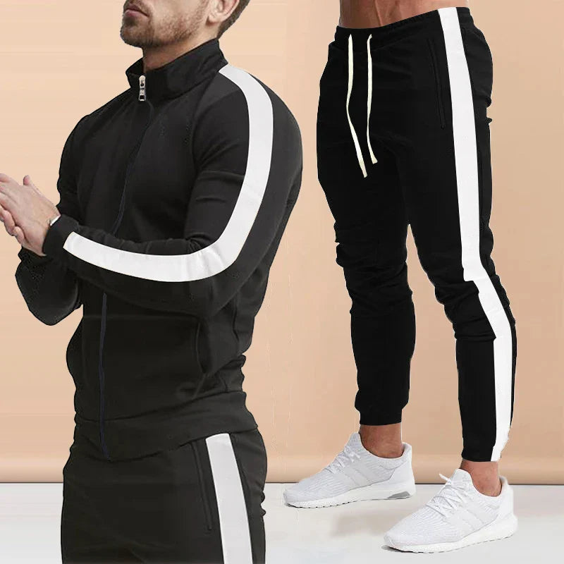 Casual Tracksuits Mens Autumn Fashion Side Striped Jackets And Pants Two Piece Sets For Men Sports Fitness Sweatsuits Streetwear