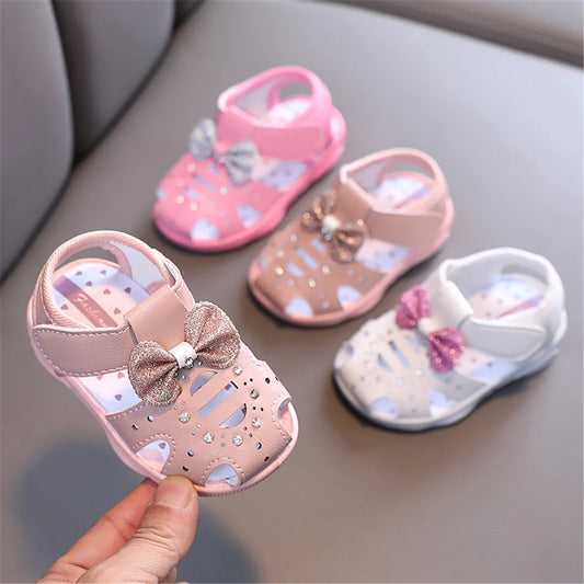 Infant Girls Sandals Summer Baby Shoes Can Make Sounds Cute Bow Princesses Kid Toddler Children Soft First Walkers